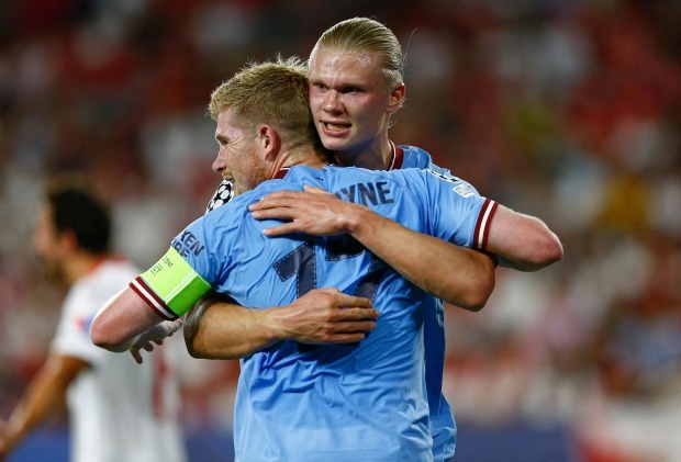 Kevin De Bruyne tops the salary chart at Manchester City, earning the highest wage, closely trailed by Erling Haaland who takes home £375,000 per week.